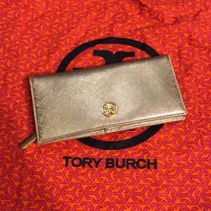 Tory Burch Gold Metallic Leather  Wallet